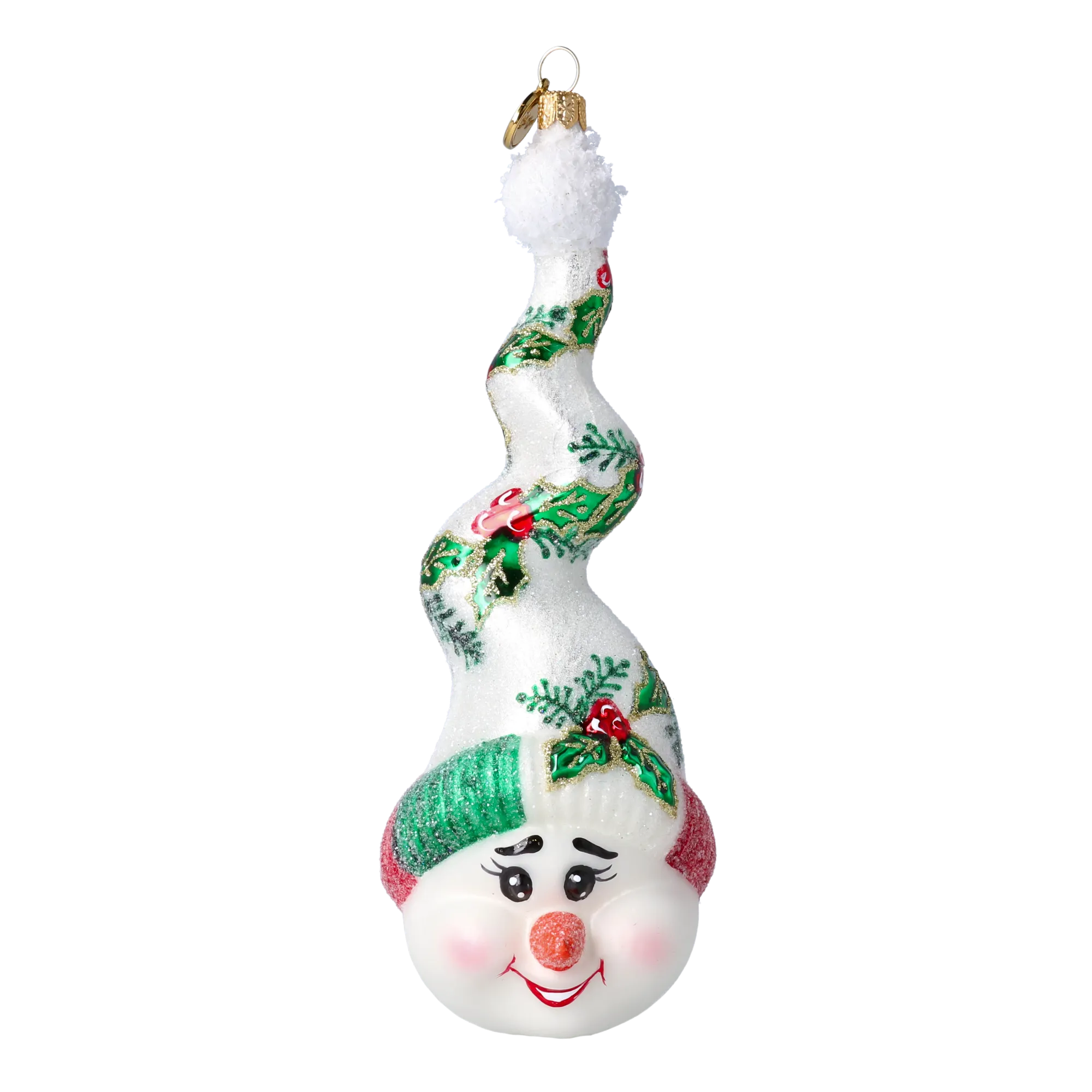 Twizzle the Snowcap Handmade Glass Christmas ornament Snowman 2022-660
