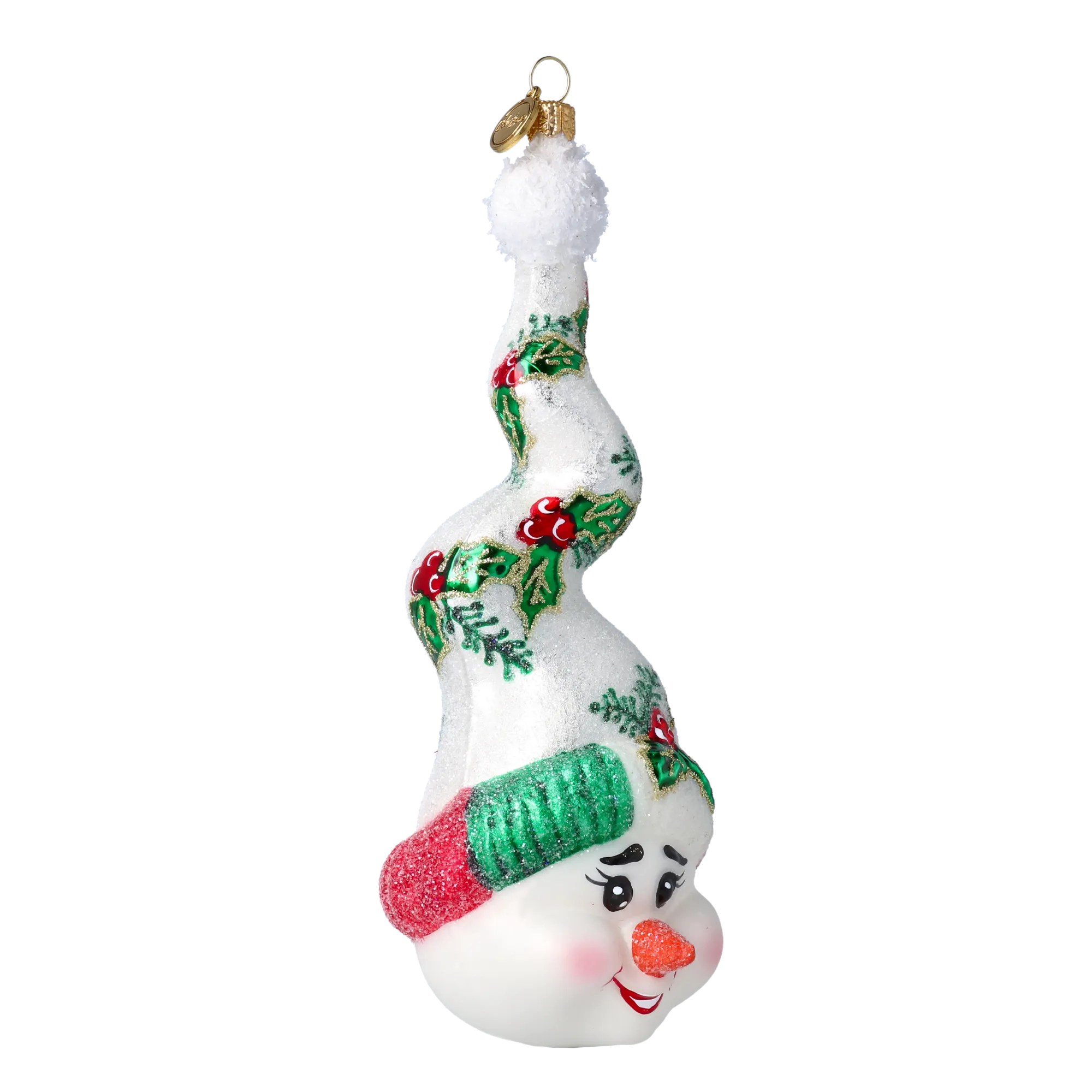 Twizzle the Snowcap Handmade Glass Christmas ornament Snowman 2022-660