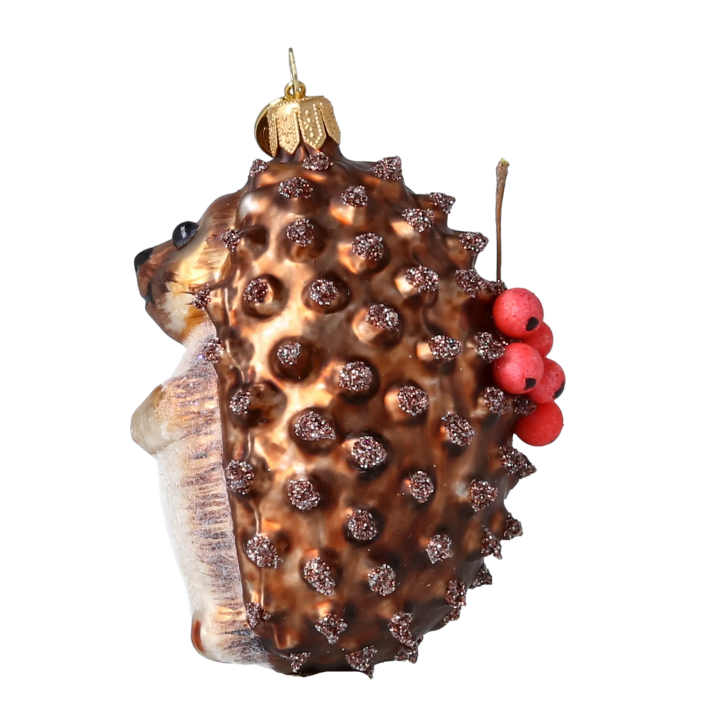 Hedgehog Crimson Provisions | Hand-Painted Glass Ornament | Blubom 2022-666