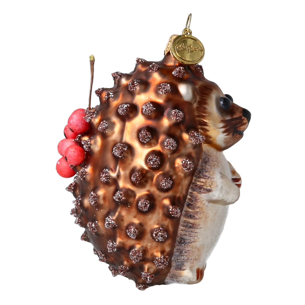 Hedgehog Crimson Provisions | Hand-Painted Glass Ornament | Blubom 2022-666