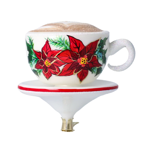 Christmas Cappuccino Cup. Handmade Glass Christmas ornament.