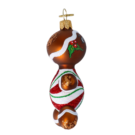 Peppermint Swirl Ginger Man Premium christmas glass ornament 2022-684