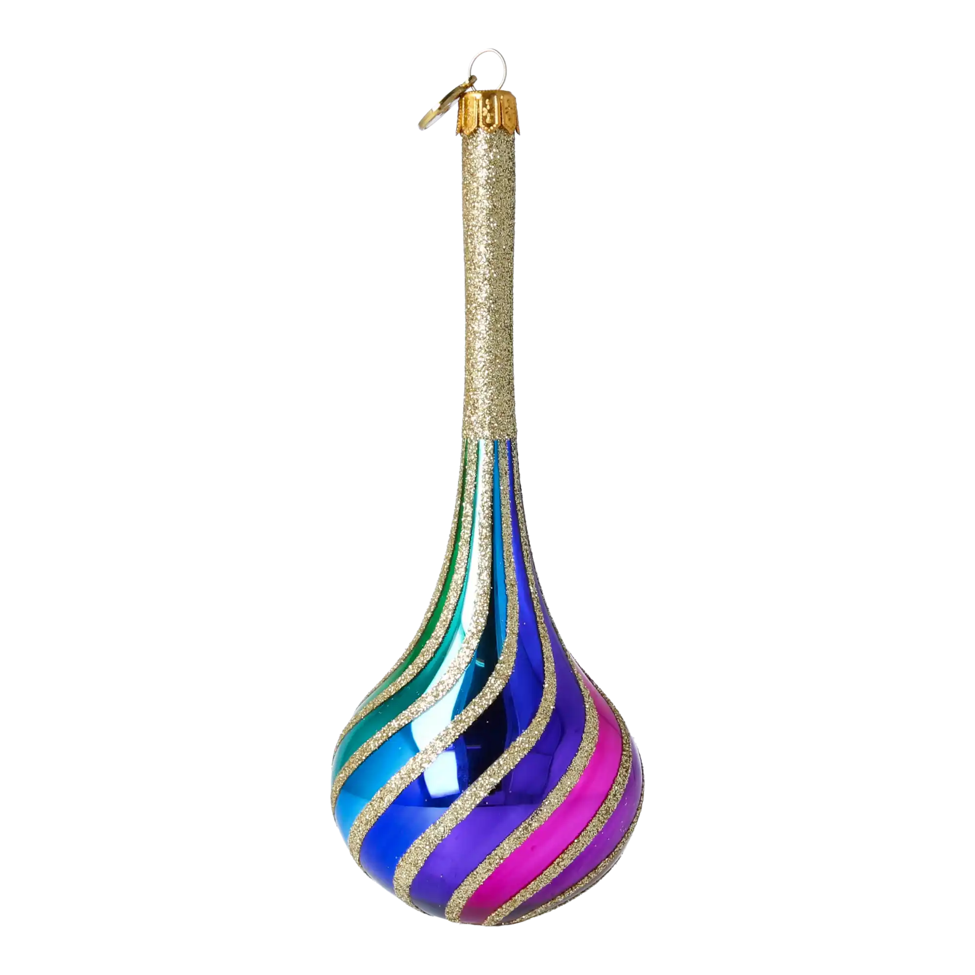 Rainbow Twirl  Handmade Glass Christmas ornament