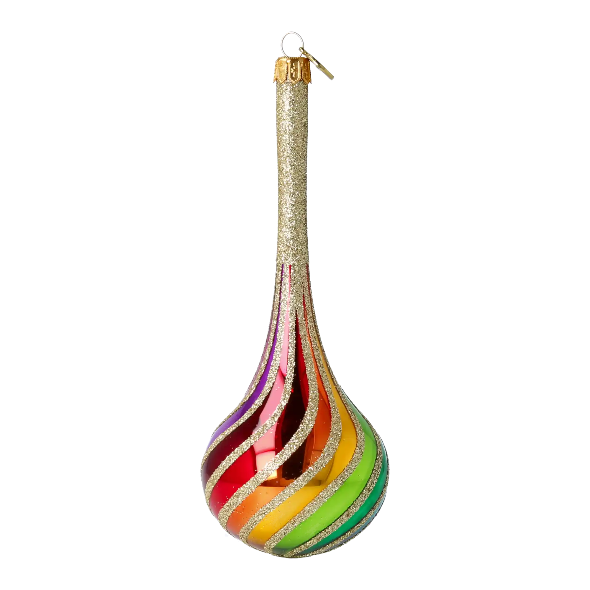 Rainbow Twirl  Handmade Glass Christmas ornament