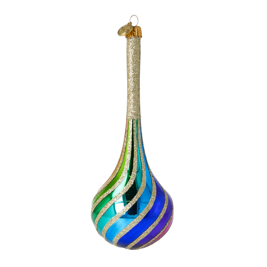Rainbow Twirl  Handmade Glass Christmas ornament. 2022-686