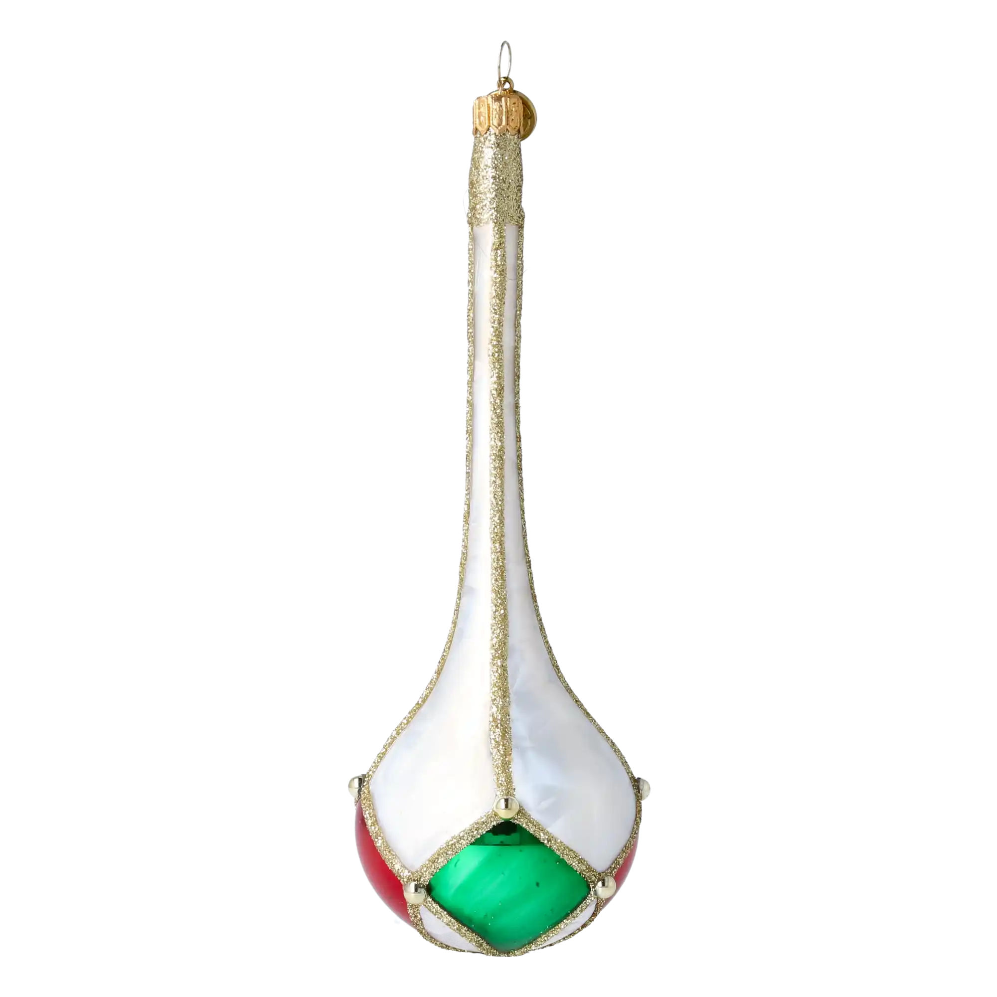 Elegant Teardrop Jewel Handmade Glass Christmas ornament.