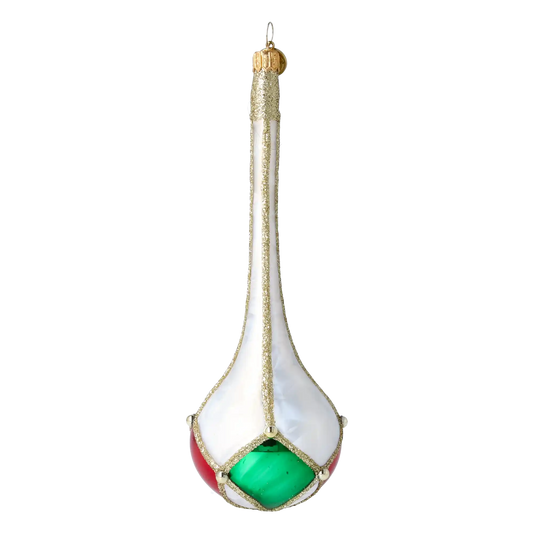 Elegant Teardrop Jewel Handmade Glass Christmas ornament.