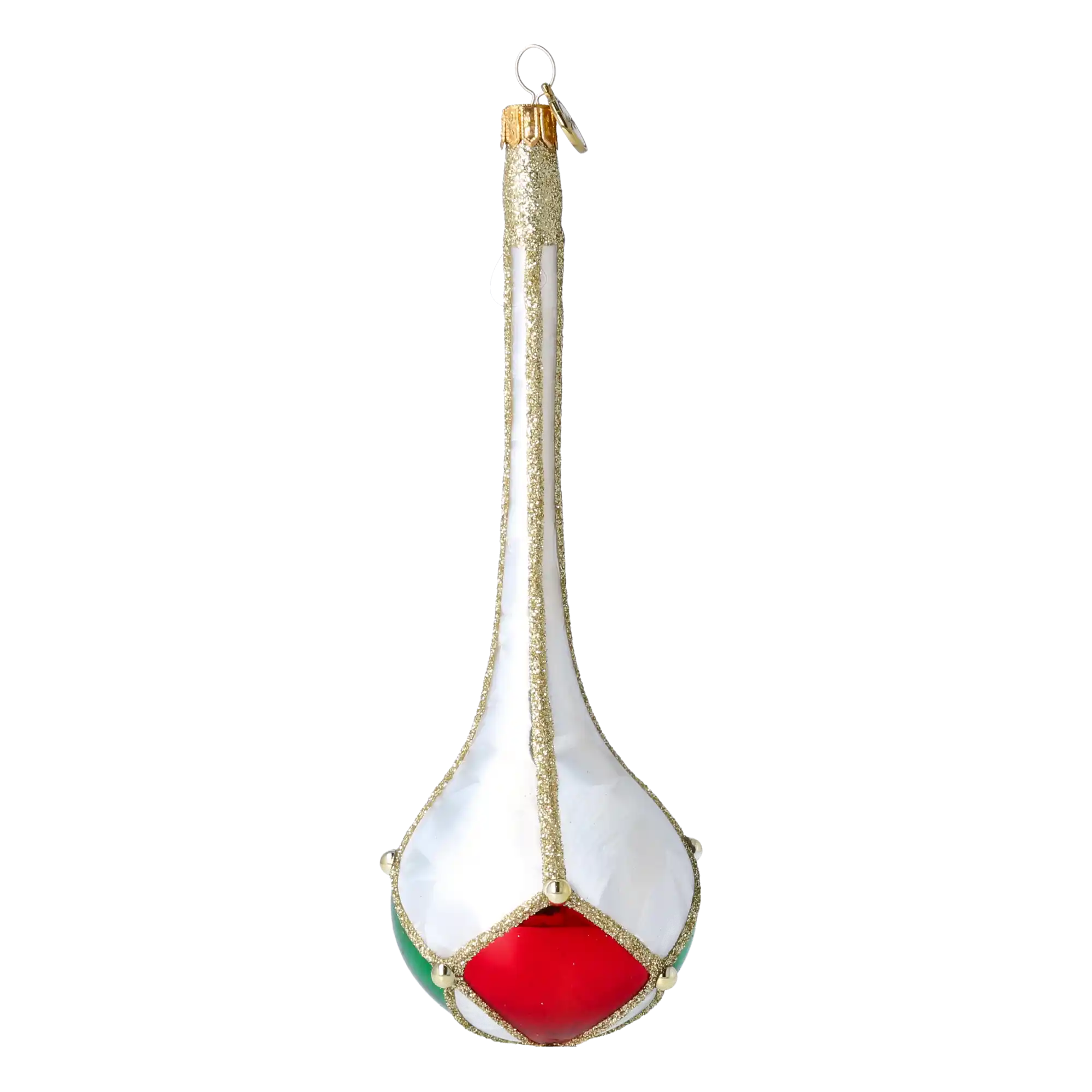 Elegant Teardrop Jewel Handmade Glass Christmas ornament.