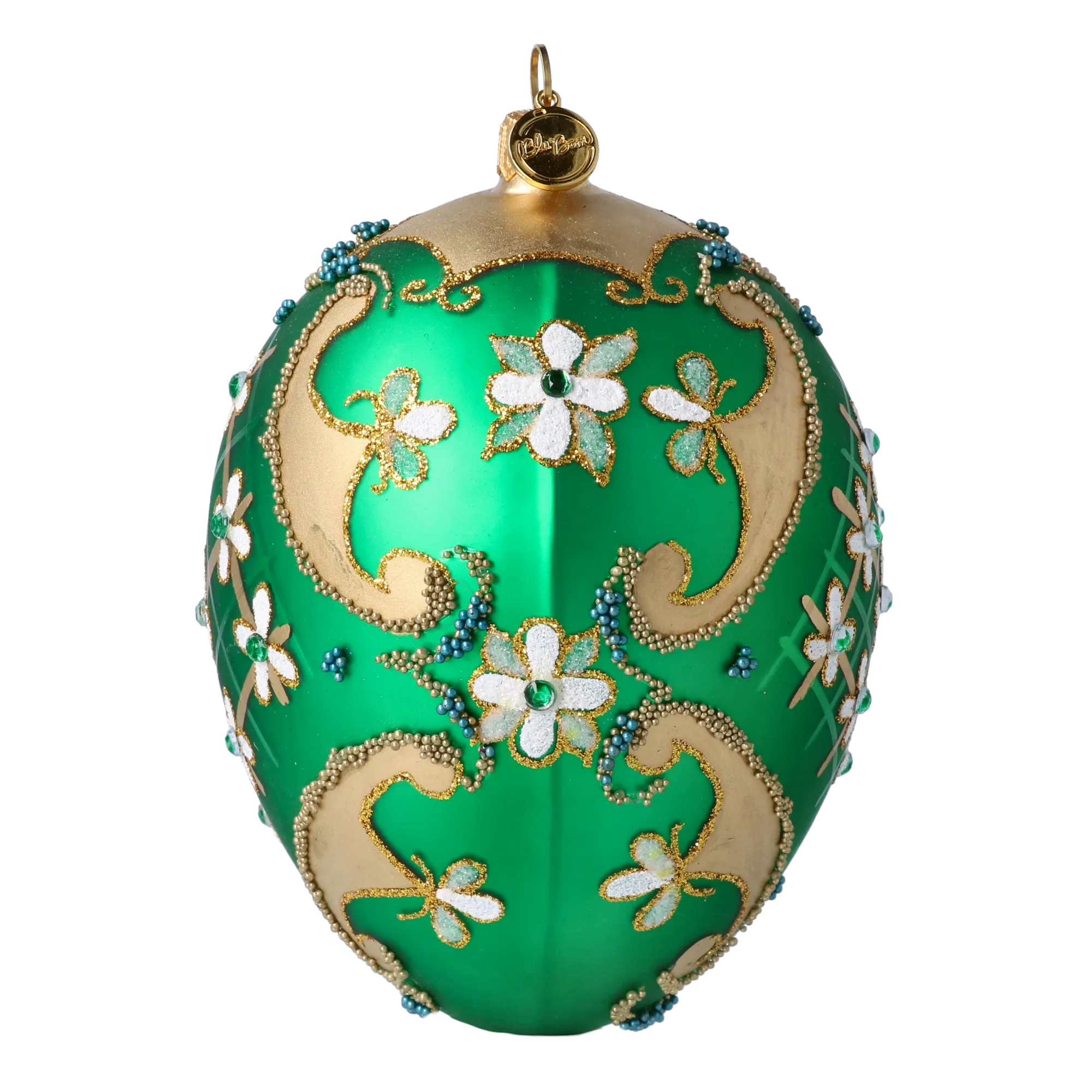 Emerald Garden Reverie | Hand-Painted Glass Ornament | Blubom 2022-697