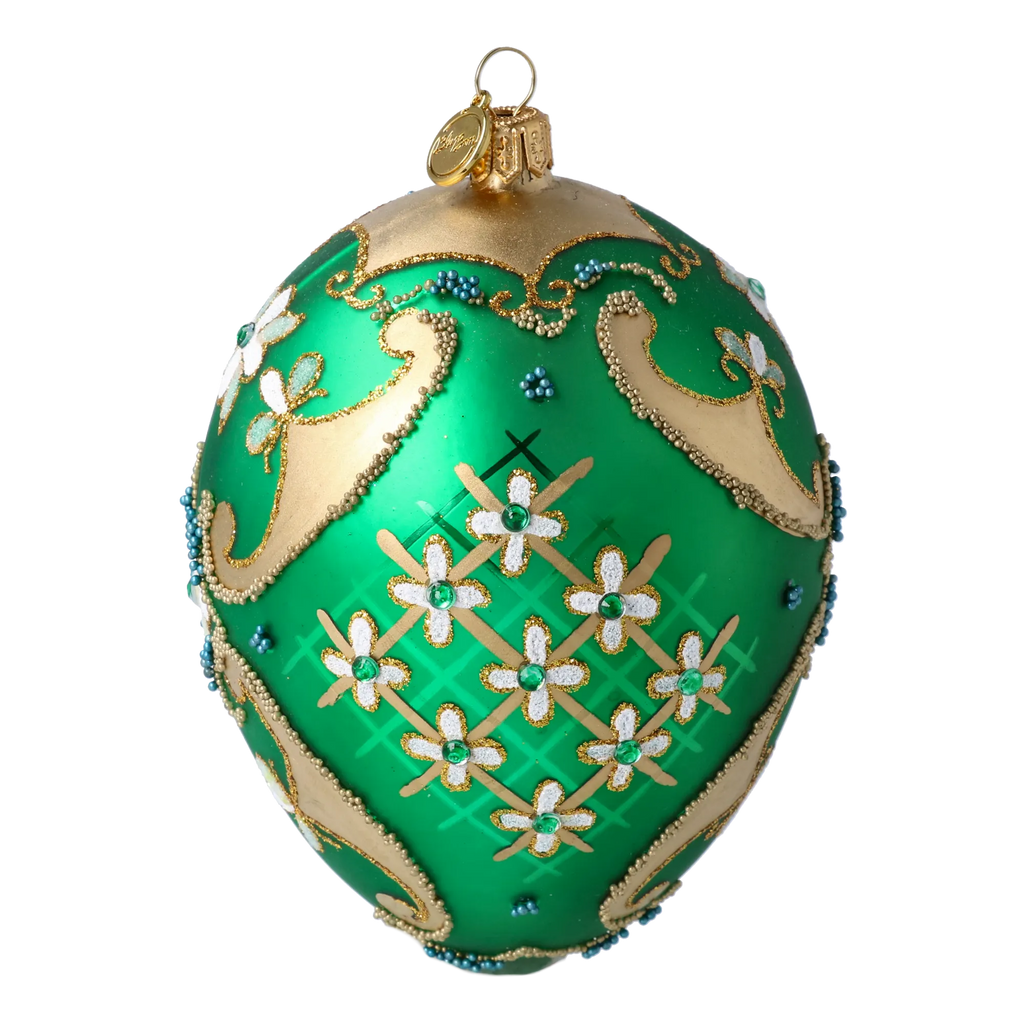 Emerald Garden Reverie | Hand-Painted Glass Ornament | Blubom 2022-697