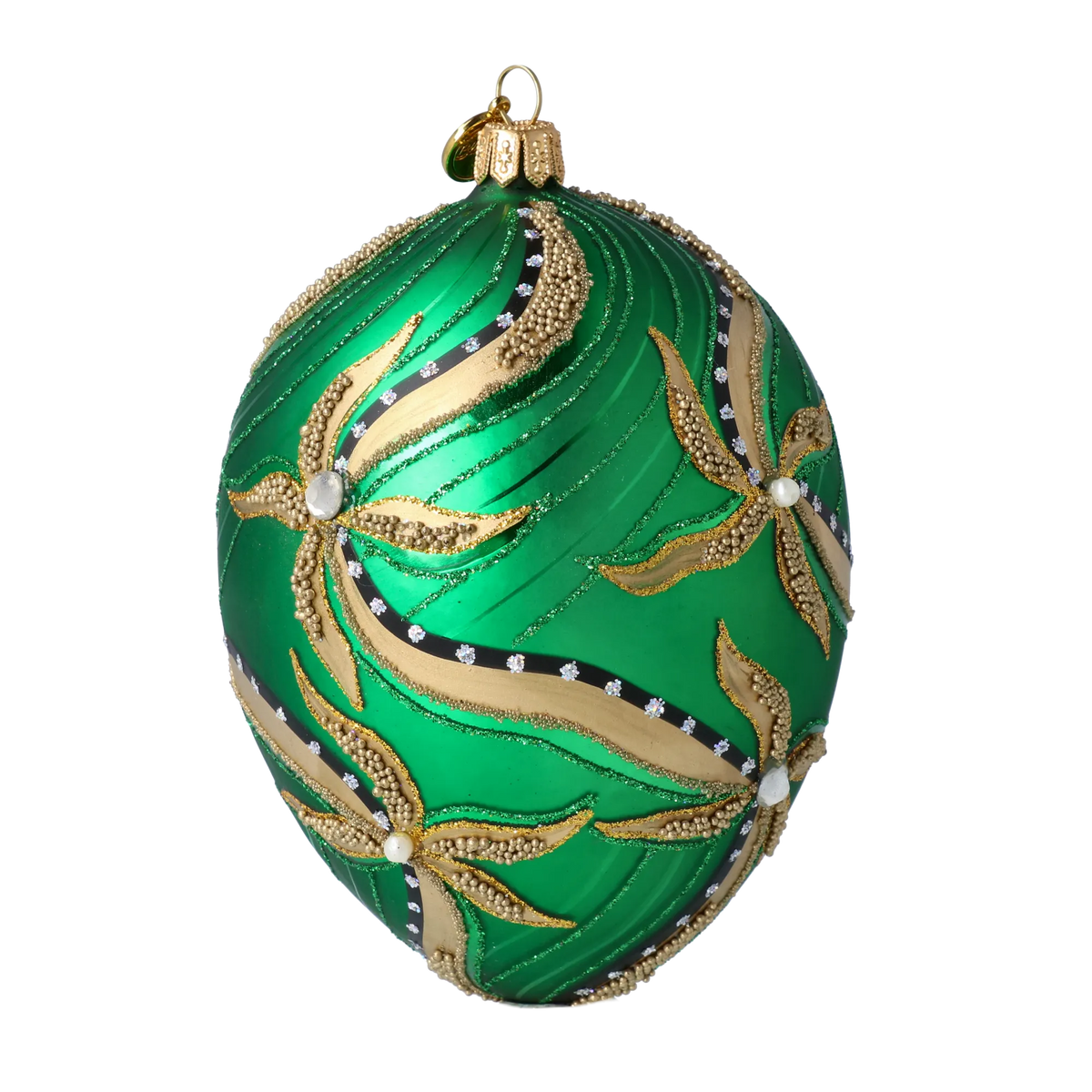 Emerald Sovereign Nocturne | Hand-Painted Glass Ornament | Blubom 2022-716