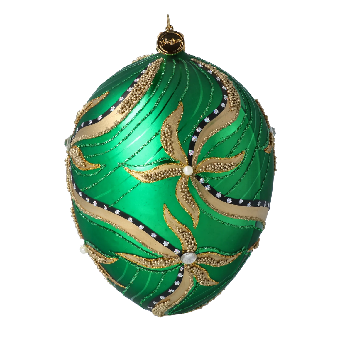 Emerald Sovereign Nocturne | Hand-Painted Glass Ornament | Blubom 2022-716