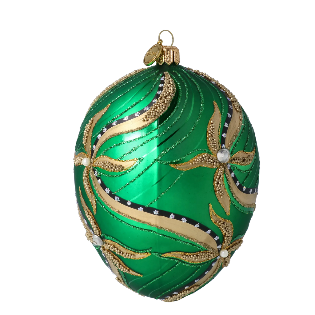 Emerald Sovereign Nocturne | Hand-Painted Glass Ornament | Blubom 2022-716