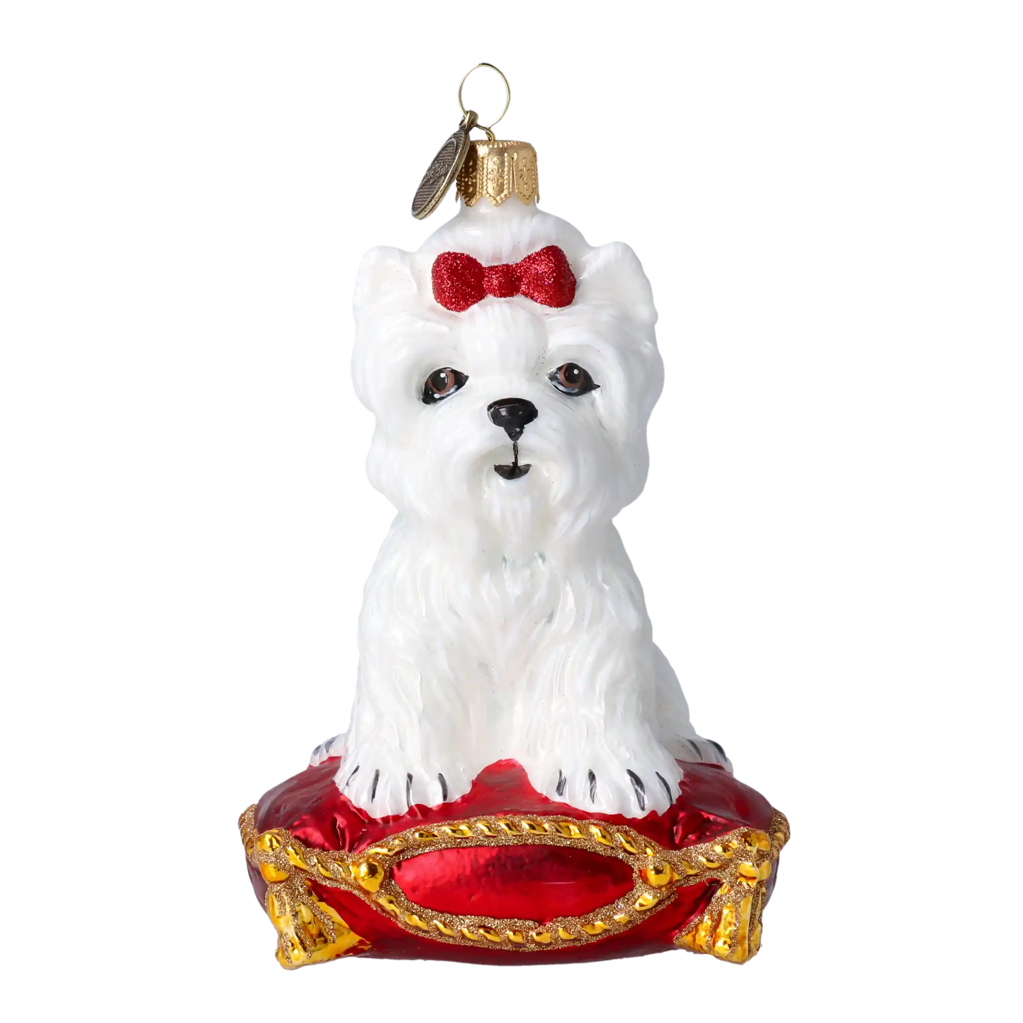 Fluffy Maltese Handmade Glass Christmas ornament Maltese