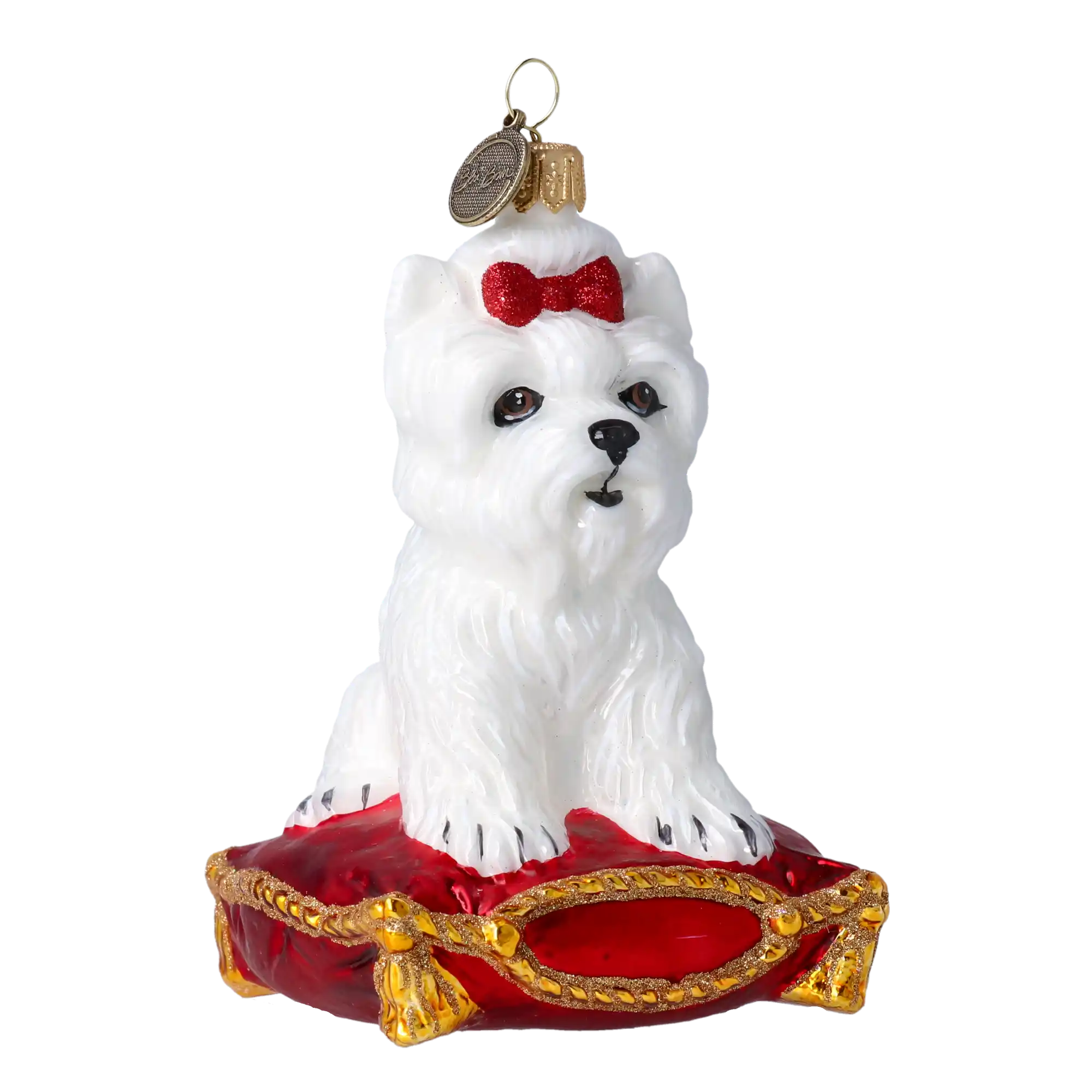 Fluffy Maltese Handmade Glass Christmas ornament Maltese