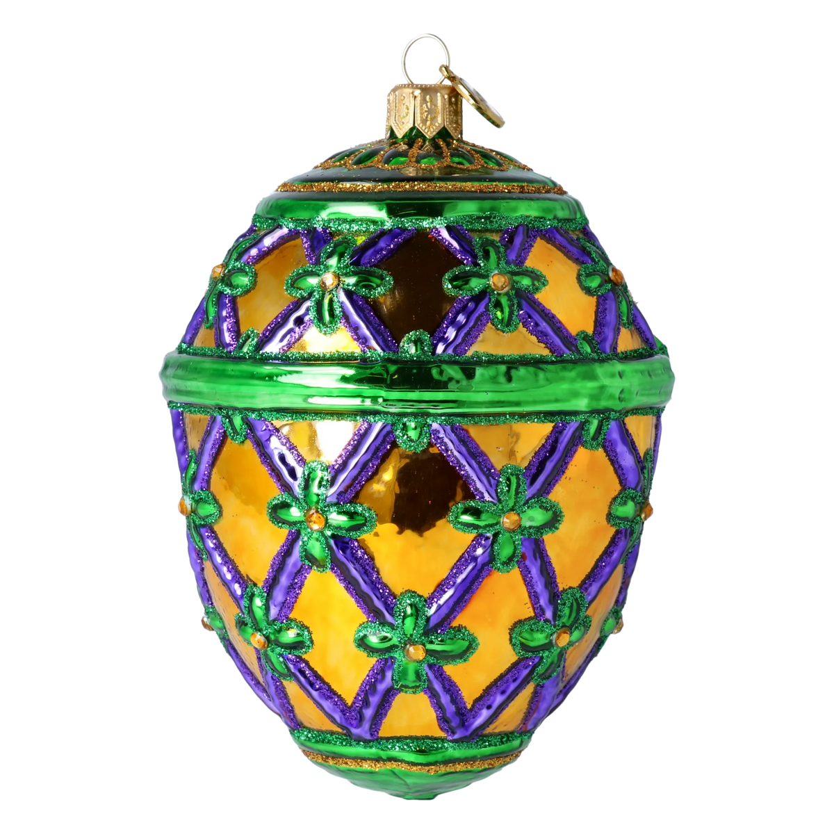 Gilded Amethyst Grandeur | Hand-Painted Glass Ornament | Blubom 2024-009