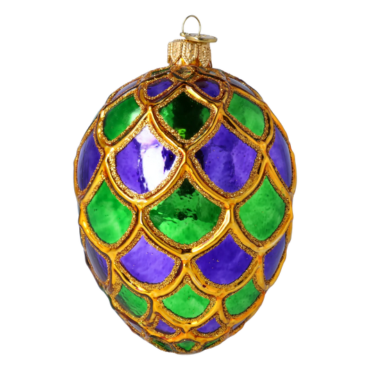 Imperial Emerald and Amethyst Egg Premium christmas glass ornament 2024-011