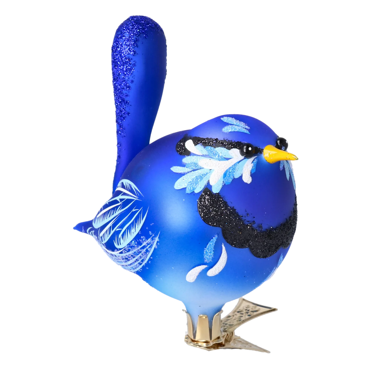Gallant Indigo Songbird | Hand-Painted Glass Ornament | Blubom 2024-022