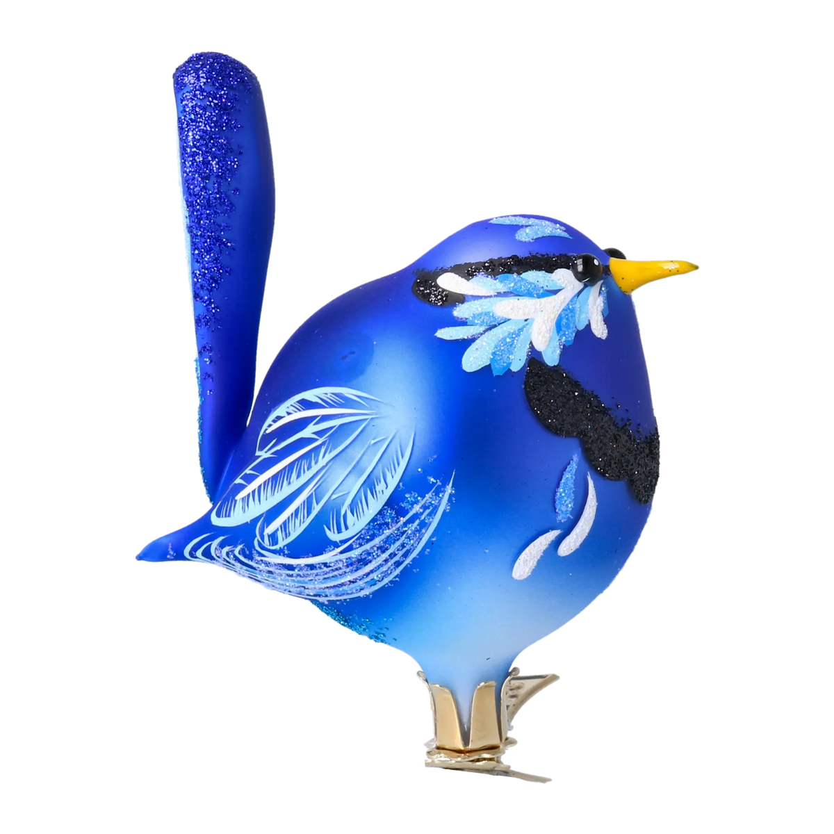 Gallant Indigo Songbird | Hand-Painted Glass Ornament | Blubom 2024-022
