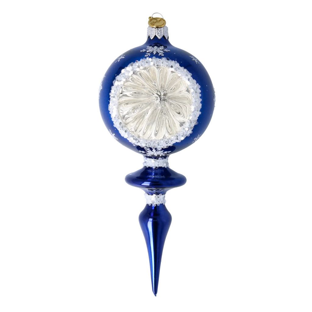 Cobalt Frost Halo | Hand-Painted Glass Ornament | Blubom 2024-027