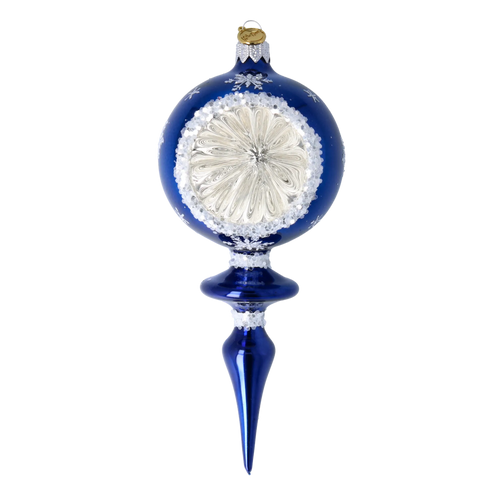 Cobalt Frost Halo | Hand-Painted Glass Ornament | Blubom 2024-027