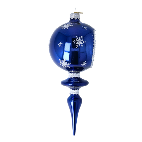 Cobalt Frost Halo | Hand-Painted Glass Ornament | Blubom 2024-027