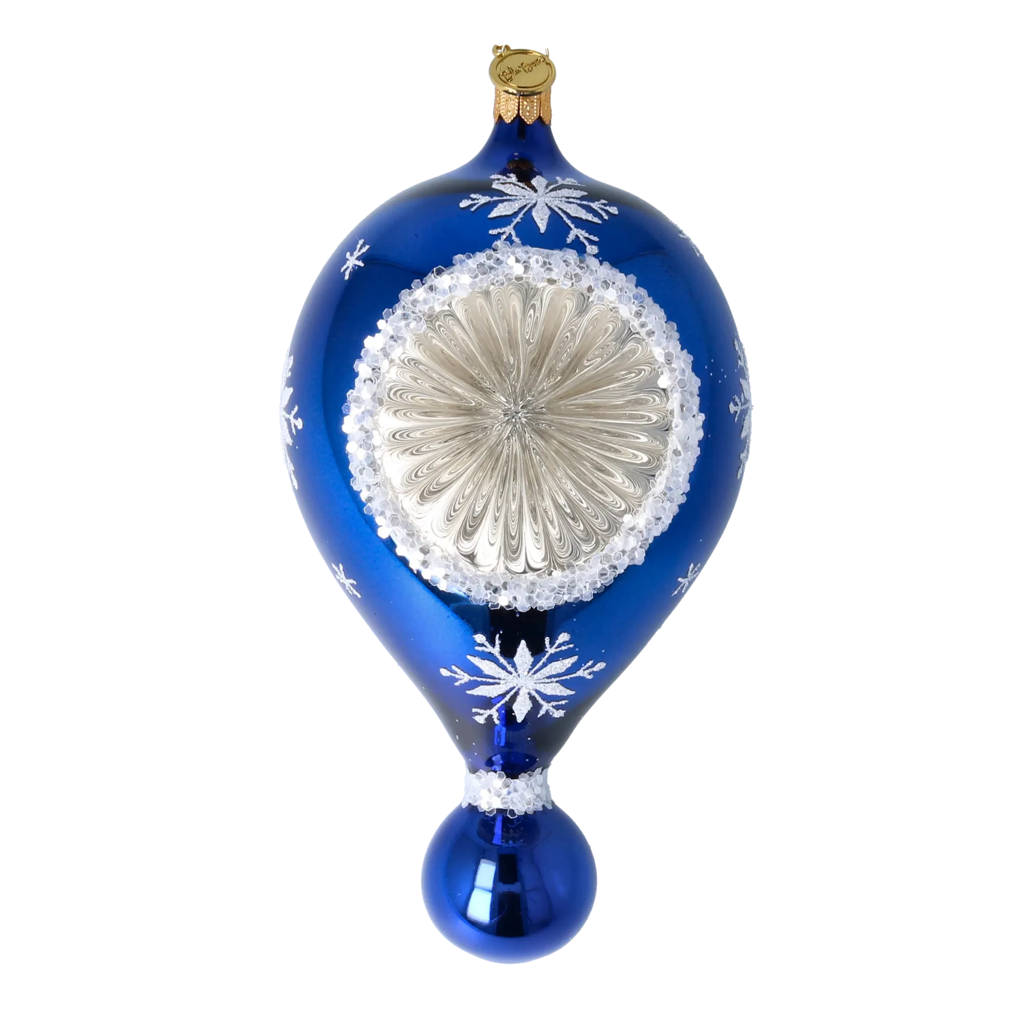 Cobalt Arctic Radiance | Hand-Painted Glass Ornament | Blubom 2024-032