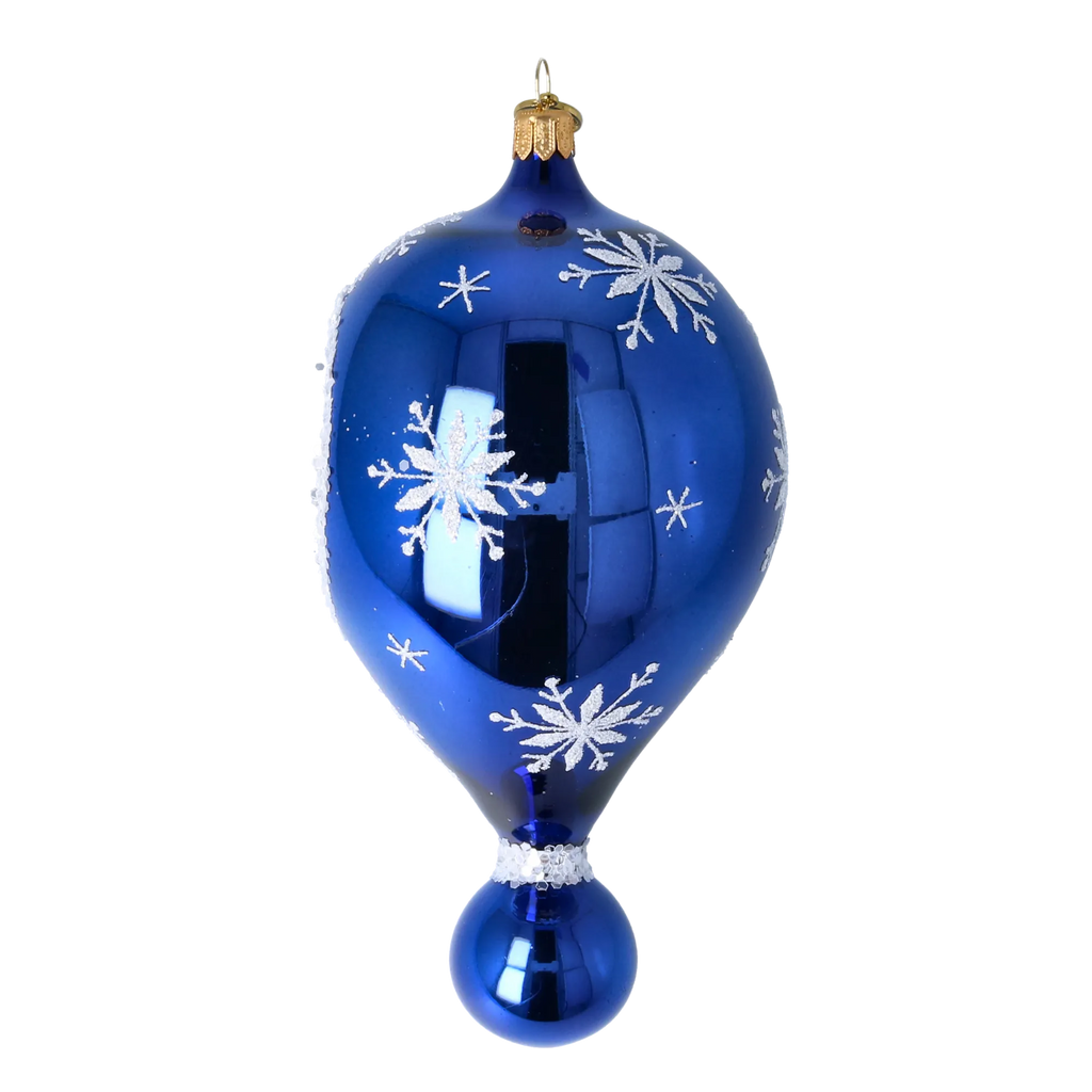 Cobalt Arctic Radiance | Hand-Painted Glass Ornament | Blubom 2024-032