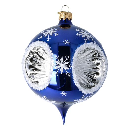 Frosted Twilight  Handmade Glass Christmas ornament  Drop with Reflector 2024-035