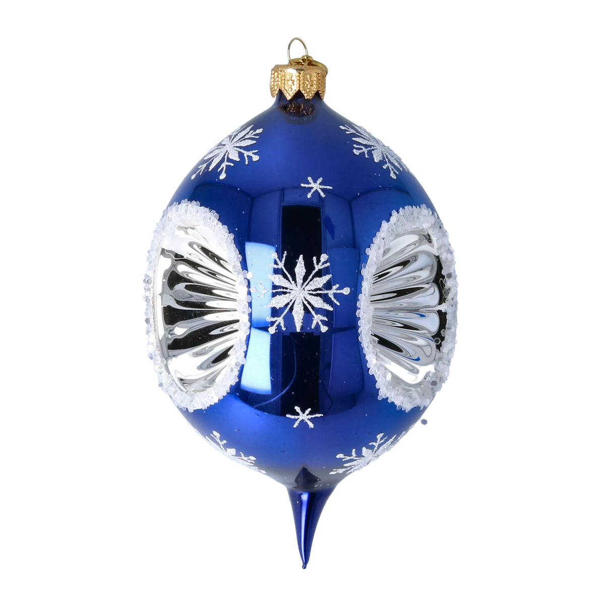 Sapphire Winter Nocturne | Hand-Painted Glass Ornament | Blubom 2024-036