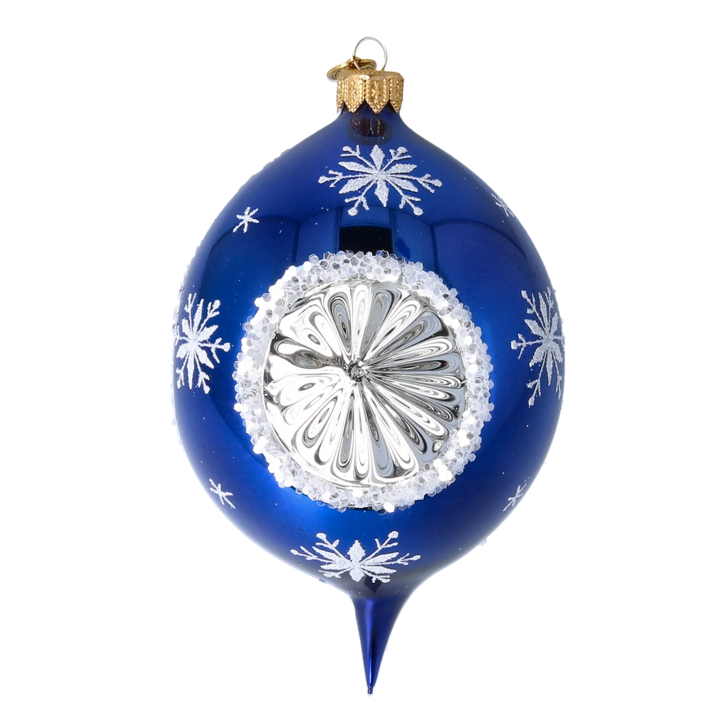 Sapphire Winter Nocturne | Hand-Painted Glass Ornament | Blubom 2024-036