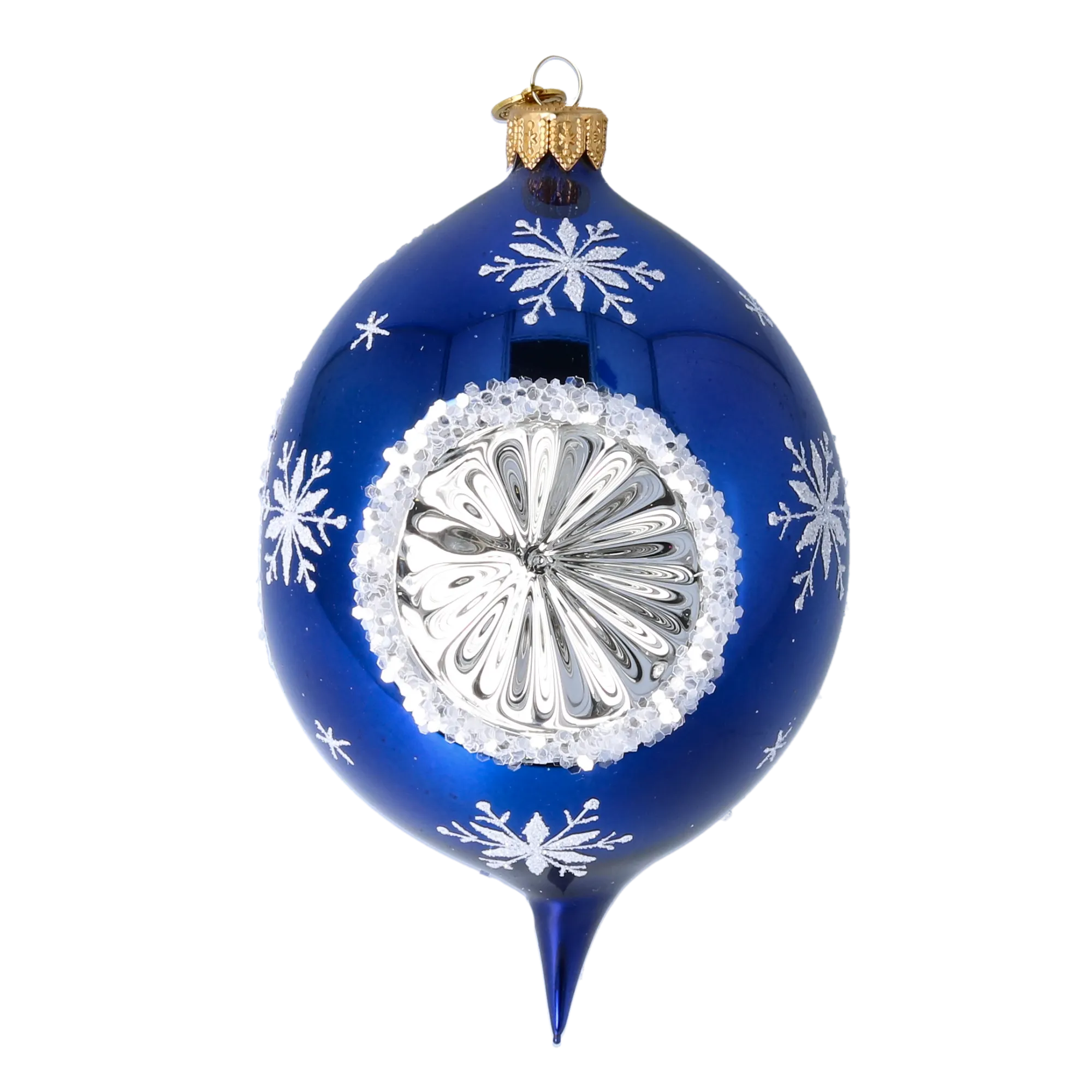 Sapphire Winter Nocturne | Hand-Painted Glass Ornament | Blubom 2024-036
