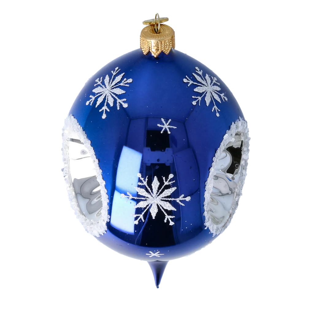 Sapphire Winter Nocturne | Hand-Painted Glass Ornament | Blubom 2024-036