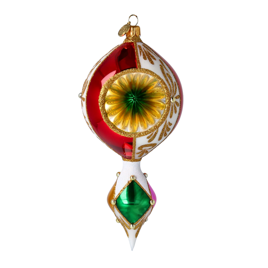 Garnet Ivory Solstice | Hand-Painted Glass Ornament | Blubom 2024-037