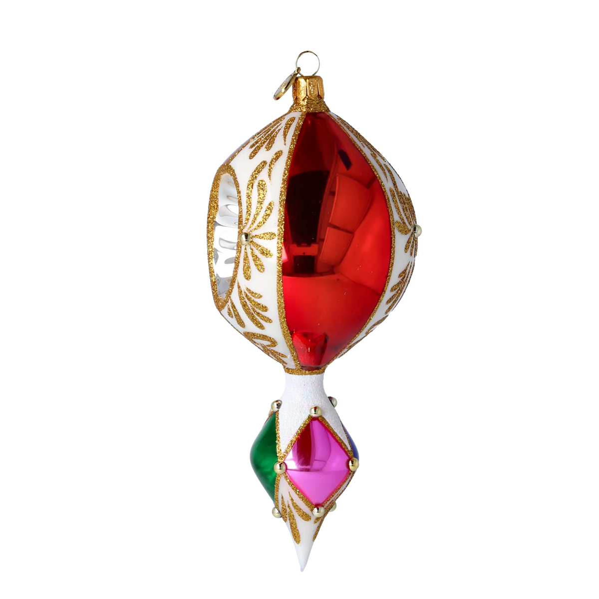 Garnet Ivory Solstice | Hand-Painted Glass Ornament | Blubom 2024-037