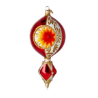 Gilded Crimson Solstice | Hand-Painted Glass Ornament | Blubom 2024-038