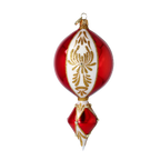 Gilded Crimson Solstice | Hand-Painted Glass Ornament | Blubom 2024-038