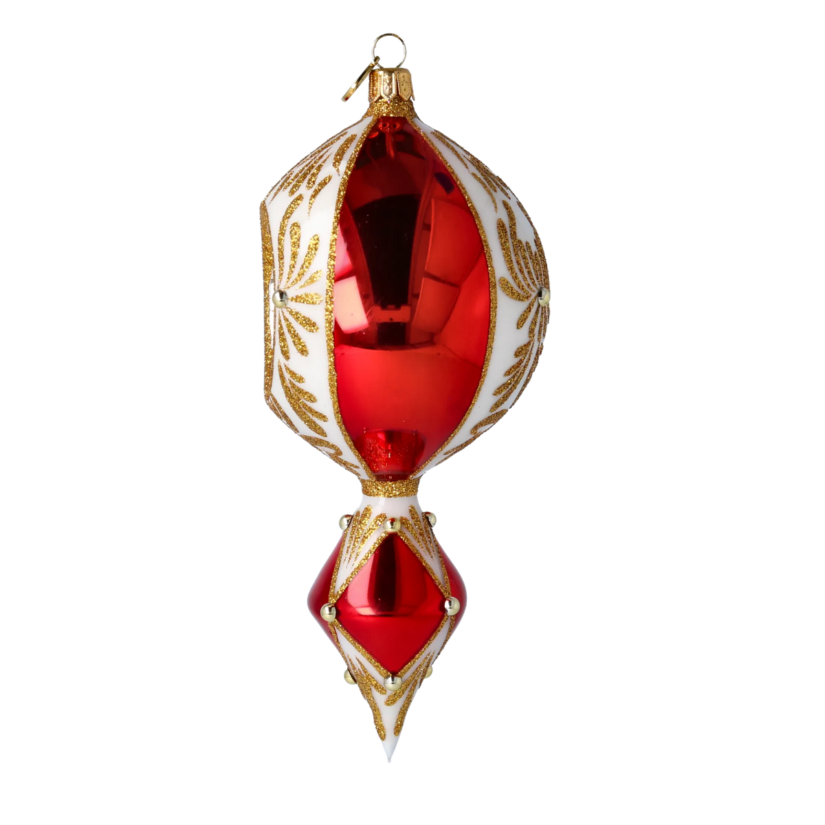 Gilded Crimson Solstice | Hand-Painted Glass Ornament | Blubom 2024-038