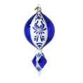 Load image into Gallery viewer, Frosted Indigo Jewel Drop Christmas Ornament. Handmade Glass ornament
