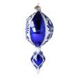 Load image into Gallery viewer, Frosted Indigo Jewel Drop Christmas Ornament. Handmade Glass ornament
