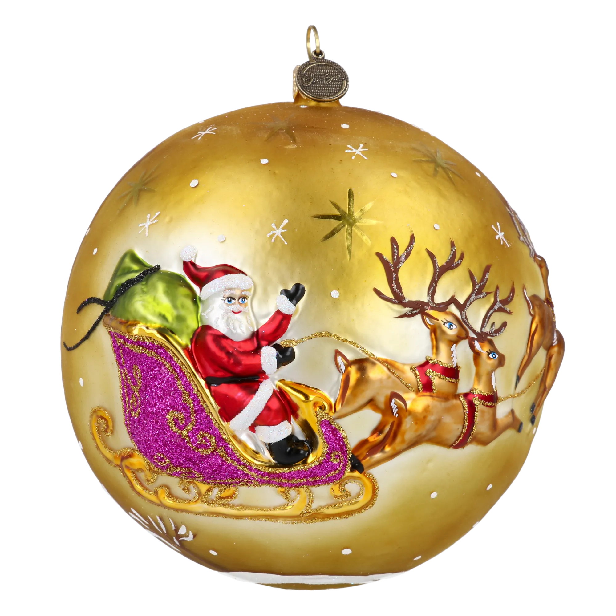 Golden Starlight Sleigh Premium christmas glass ornament 2024-040
