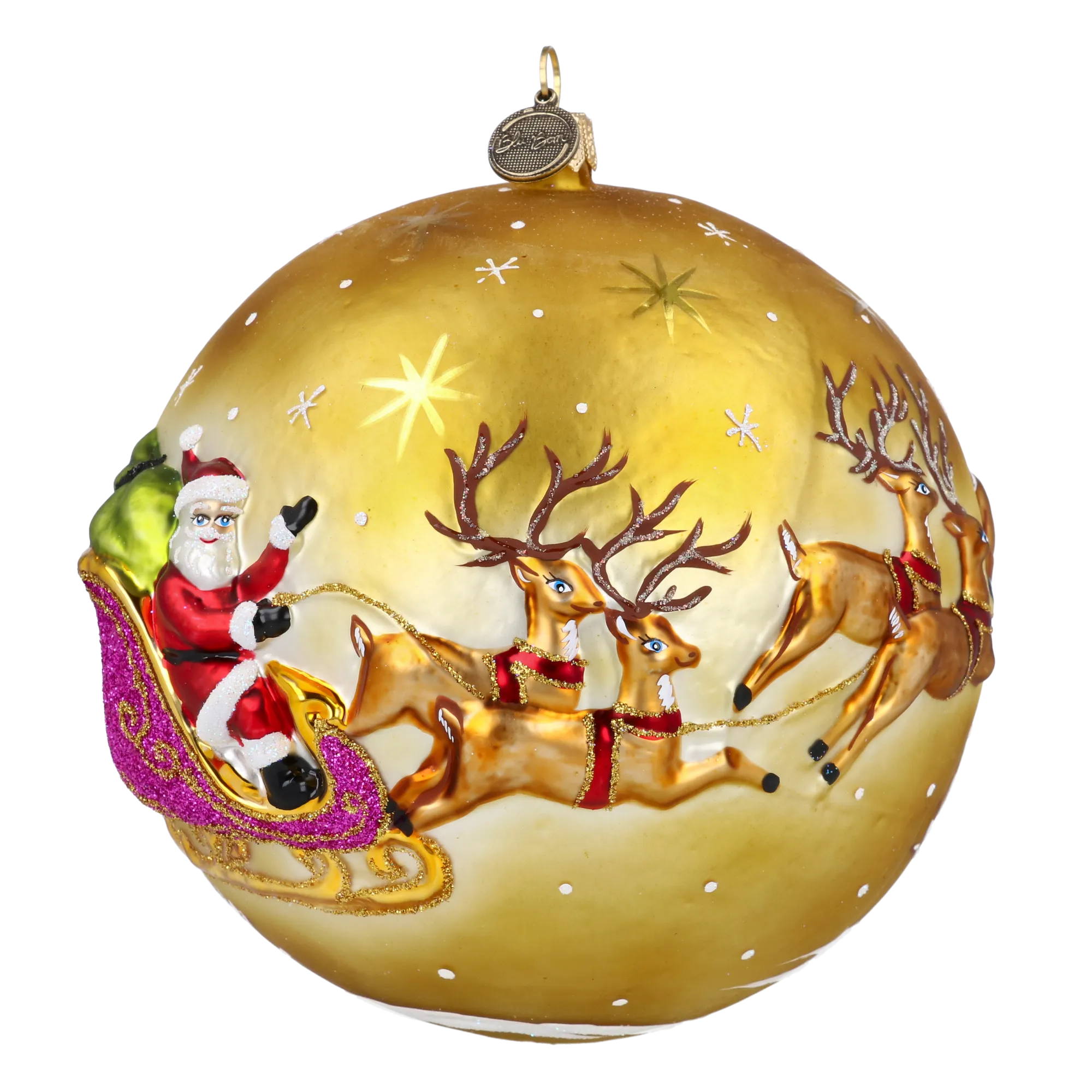 Golden Starlight Sleigh Premium christmas glass ornament 2024-040