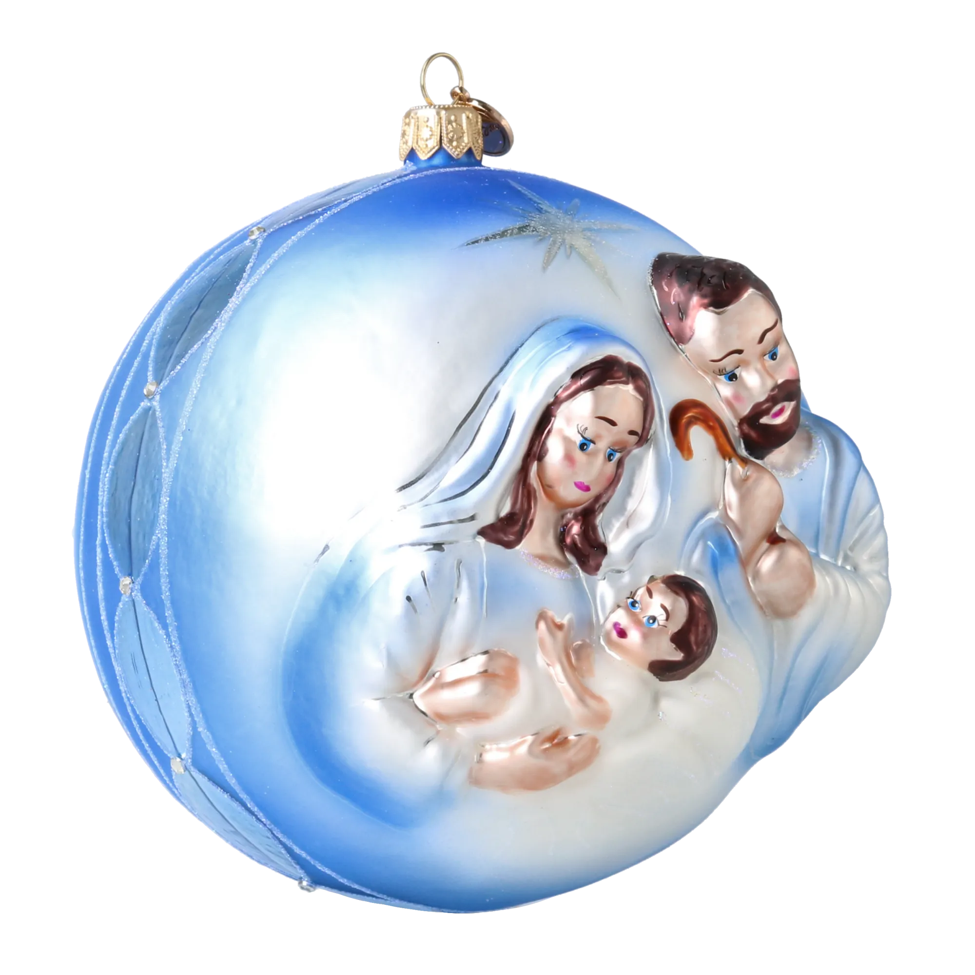 Azure Reverence | Hand-Painted Glass Ornament | Blubom 2024-041