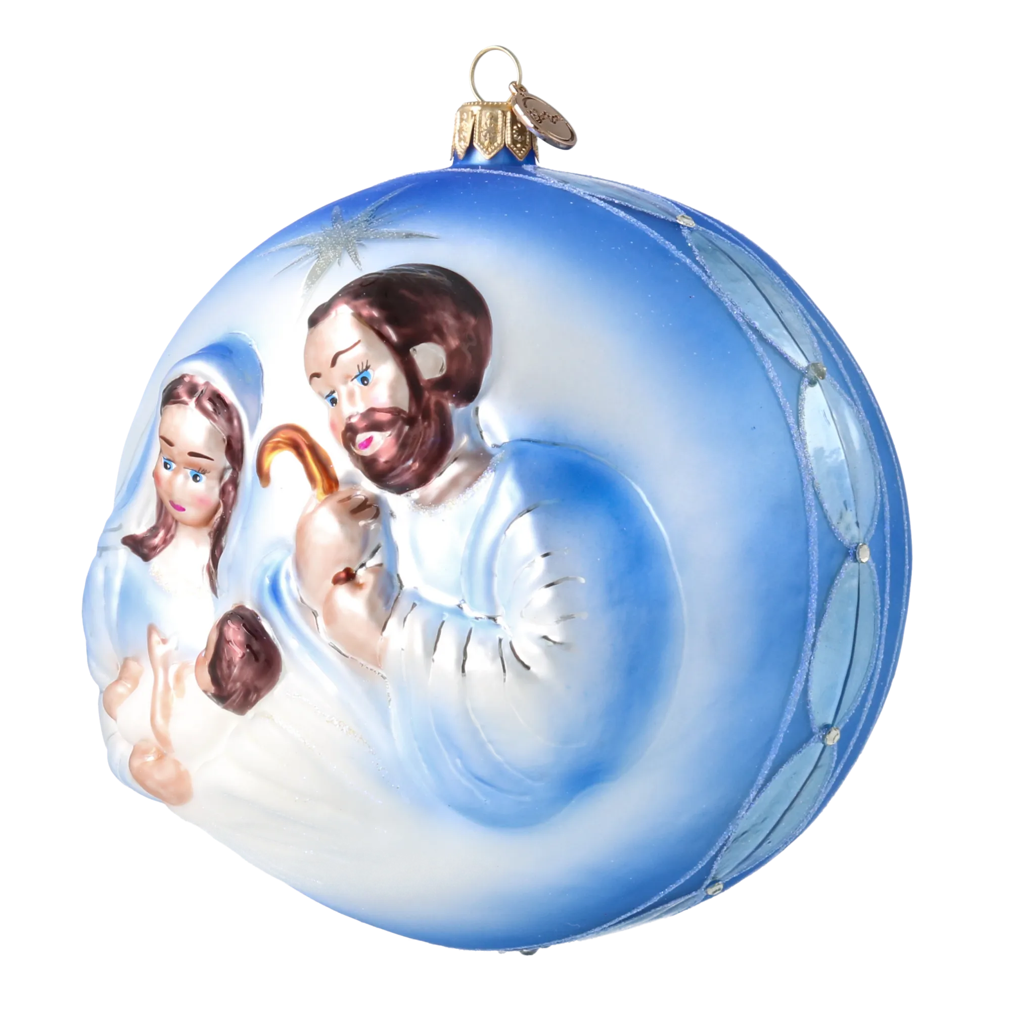 Azure Reverence | Hand-Painted Glass Ornament | Blubom 2024-041
