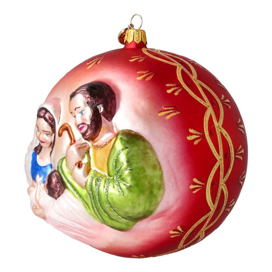 Crimson Holy Family Premium christmas glass ornament 2024-043