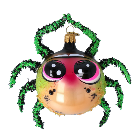 Spider Cute Fear for Halloween. Handmade Glass Christmas ornament. 2024-054