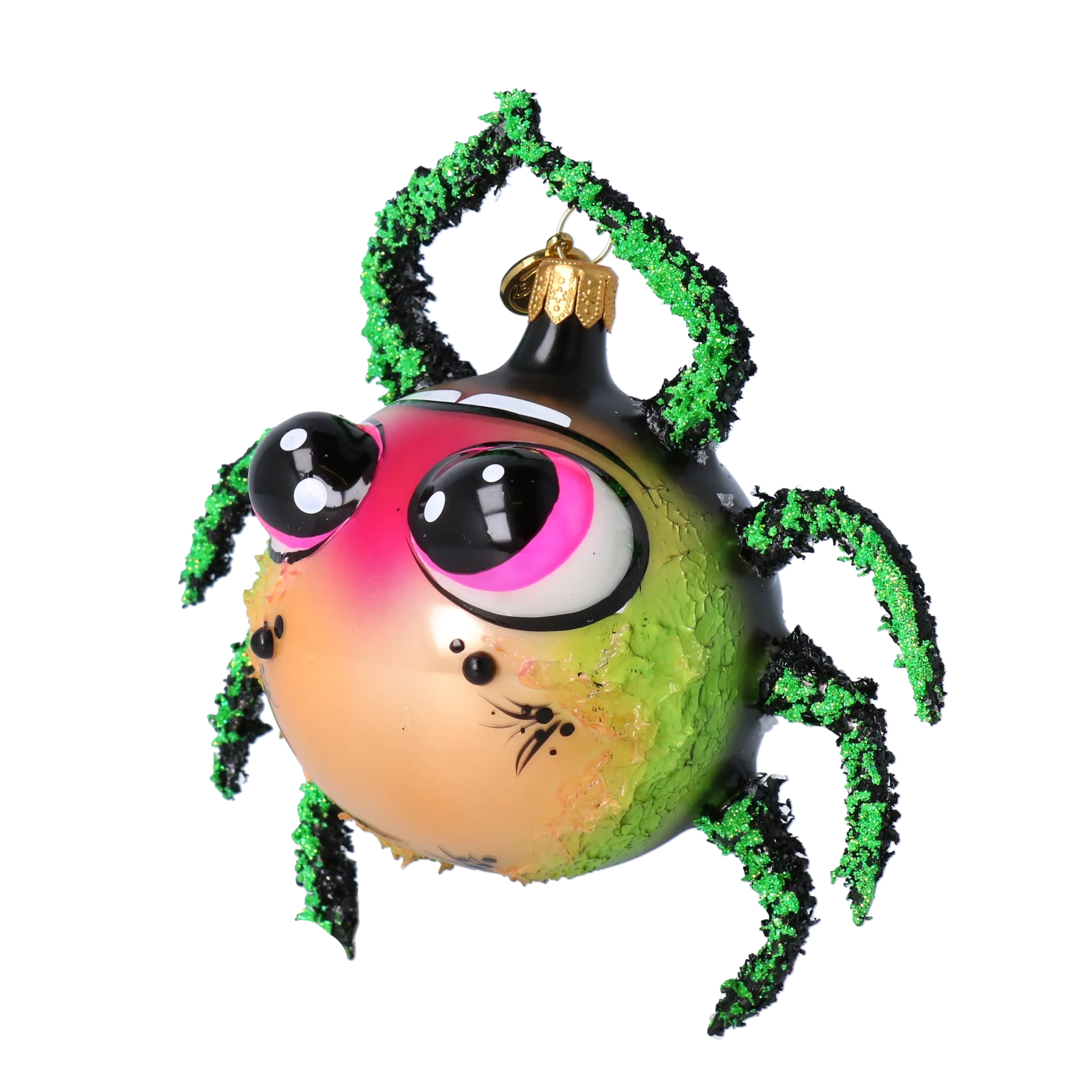 Spider Cute Fear for Halloween. Handmade Glass Christmas ornament. 2024-054
