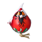 Pensive Crimson Herald | Hand-Painted Glass Ornament | Blubom 2024-055