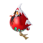 Pensive Crimson Herald | Hand-Painted Glass Ornament | Blubom 2024-055