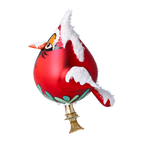 Pensive Crimson Herald | Hand-Painted Glass Ornament | Blubom 2024-055